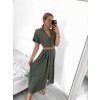 Šaty letní dlouhé košilové s páskem krátký rukáv dámské (S/M ONE SIZE) ITALSKÁ MÓDA IMWB222483/DUR (Velikost S/M/L, Barva Černá)