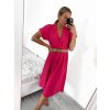 Šaty letní dlouhé košilové s páskem krátký rukáv dámské (S/M ONE SIZE) ITALSKÁ MÓDA IMWB222483/DUR (Velikost S/M/L, Barva Černá)