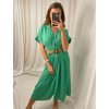 Šaty letní dlouhé košilové s páskem krátký rukáv dámské (S/M ONE SIZE) ITALSKÁ MÓDA IMWB222483/DUR (Velikost S/M/L, Barva Černá)