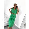 Šaty letní dlouhé košilové s páskem krátký rukáv dámské (S/M ONE SIZE) ITALSKÁ MÓDA IMWB222483/DUR (Velikost S/M/L, Barva Černá)