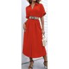 Šaty letní dlouhé košilové s páskem krátký rukáv dámské (S/M ONE SIZE) ITALSKÁ MÓDA IMWB222483/DUR (Velikost S/M/L, Barva Černá)