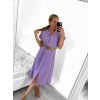 Šaty letní dlouhé košilové s páskem krátký rukáv dámské (S/M ONE SIZE) ITALSKÁ MÓDA IMWB222483/DUR (Velikost S/M/L, Barva Černá)