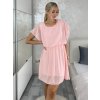 Šaty krátké šifonové krátký rukáv dámské (S/M/L ONE SIZE) ITALSKÁ MÓDA IM425149/DUR