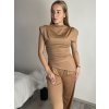 Souprava tunika krátký rukáv a kalhoty dlouhé dámská (S/M/L ONE SIZE) ITALSKÁ MÓDA IMWCA25316/DUR (Velikost S/M, Barva hnědá)