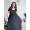 Šaty dlouhé letní žebrované krátký rukáv dámské Maria-M (XS/S/M/L ONE SIZE) ITALSKÁ MÓDA IMSM25128/DUR (Velikost S/M/L, Barva růžová starorůžová)
