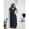 Šaty dlouhé letní žebrované krátký rukáv dámské Maria-M (XS/S/M/L ONE SIZE) ITALSKÁ MÓDA IMSM25128/DUR (Velikost S/M/L, Barva růžová starorůžová)
