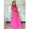 Šaty dlouhé letní žebrované krátký rukáv dámské Maria-M (XS/S/M/L ONE SIZE) ITALSKÁ MÓDA IMSM25128/DUR (Velikost S/M/L, Barva růžová starorůžová)