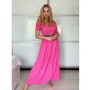 Šaty dlouhé letní žebrované krátký rukáv dámské Maria-M (XS/S/M/L ONE SIZE) ITALSKÁ MÓDA IMSM25128/DUR (Velikost S/M/L, Barva růžová starorůžová)