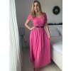 Šaty dlouhé letní krátký rukáv dámské (S/M/L ONE SIZE) ITALSKÁ MÓDA IM425MARIA-M/DU