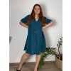 Šaty košilové 3/4 dlouhý rukáv dámské nadrozměr (46/48/50 ONE SIZE) ITALSKÁ MÓDA IM424LUCA/DUR (Velikost 48/50, Barva modrá královská)