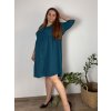 Šaty košilové 3/4 dlouhý rukáv dámské nadrozměr (46/48/50 ONE SIZE) ITALSKÁ MÓDA IM424LUCA/DUR (Velikost 48/50, Barva modrá královská)