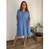 Šaty košilové 3/4 dlouhý rukáv dámské nadrozměr (46/48/50 ONE SIZE) ITALSKÁ MÓDA IM424LUCA/DUR (Velikost 48/50, Barva modrá královská)