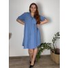 Šaty košilové 3/4 dlouhý rukáv dámské nadrozměr (46/48/50 ONE SIZE) ITALSKÁ MÓDA IM424LUCA/DUR (Velikost 48/50, Barva modrá královská)