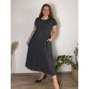 Šaty dlouhé volnočasové letní dámské nadrozměr (46/48/50 ONE SIZE) ITALSKÁ MÓDA IM425SUSANA/DUR (Velikost 48/50, Barva Černá)