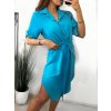 Šaty košilové stahovací 3/4 dlouhý rukáv dámské JANET (S/M/L ONE SIZE) ITALSKÁ MÓDA IMC25166/DUR (Velikost S/M/L, Barva tyrkysová)
