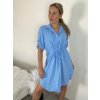 Šaty košilové stahovací 3/4 dlouhý rukáv dámské JANET (S/M/L ONE SIZE) ITALSKÁ MÓDA IMC25166/DUR (Velikost S/M/L, Barva tyrkysová)