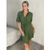 Šaty košilové stahovací 3/4 dlouhý rukáv dámské JANET (S/M/L ONE SIZE) ITALSKÁ MÓDA IMC25166/DUR (Velikost S/M/L, Barva tyrkysová)