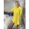 Šaty košilové stahovací 3/4 dlouhý rukáv dámské JANET (S/M/L ONE SIZE) ITALSKÁ MÓDA IMC25166/DUR (Velikost S/M/L, Barva tyrkysová)