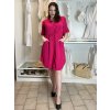 Šaty košilové stahovací 3/4 dlouhý rukáv dámské JANET (S/M/L ONE SIZE) ITALSKÁ MÓDA IMC25166/DUR (Velikost S/M/L, Barva tyrkysová)