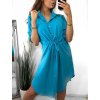 Šaty košilové stahovací 3/4 dlouhý rukáv dámské JANET (S/M/L ONE SIZE) ITALSKÁ MÓDA IMC25166/DUR (Velikost S/M/L, Barva tyrkysová)