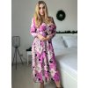 Šaty letní elegantní dlouhý rukáv dámské (S/M ONE SIZE) ITALSKÁ MÓDA IMD25LUCY/DUR (Velikost S/M, Barva růžová fuchsiová)
