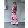 Šaty letní elegantní dlouhý rukáv dámské (S/M ONE SIZE) ITALSKÁ MÓDA IMD25LUCY/DUR (Velikost S/M, Barva růžová fuchsiová)
