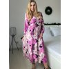 Šaty letní elegantní dlouhý rukáv dámské (S/M ONE SIZE) ITALSKÁ MÓDA IMD25LUCY/DUR (Velikost S/M, Barva růžová fuchsiová)