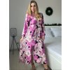 Šaty letní elegantní dlouhý rukáv dámské (S/M ONE SIZE) ITALSKÁ MÓDA IMD25LUCY/DUR (Velikost S/M, Barva růžová fuchsiová)