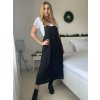 Šaty letní na ramínka s tričkem krátký rukáv dámské (S/M/L ONE SIZE) ITALSKÁ MÓDA IMD25071/DUR (Velikost S/M/L, Barva Černá)