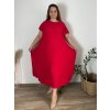 Šaty dlouhé elegantní plisované krátký rukáv dámské nadrozměr (54/56/58 ONE SIZE) ITALSKÁ MÓDA IM425AMOR/DR (Velikost 54/56/58, Barva červená)