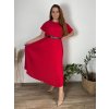 Šaty dlouhé elegantní plisované krátký rukáv dámské nadrozměr (54/56/58 ONE SIZE) ITALSKÁ MÓDA IM425AMOR/DR (Velikost 54/56/58, Barva červená)