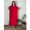 Šaty dlouhé elegantní plisované krátký rukáv dámské nadrozměr (54/56/58 ONE SIZE) ITALSKÁ MÓDA IM425AMOR/DR (Velikost 54/56/58, Barva červená)
