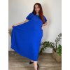 Šaty dlouhé elegantní plisované krátký rukáv dámské nadrozměr (54/56/58 ONE SIZE) ITALSKÁ MÓDA IM425AMOR/DR (Velikost 54/56/58, Barva červená)