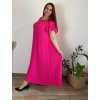 Šaty dlouhé elegantní plisované krátký rukáv dámské nadrozměr (54/56/58 ONE SIZE) ITALSKÁ MÓDA IM425AMOR/DR (Velikost 54/56/58, Barva červená)