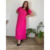 Šaty dlouhé elegantní plisované krátký rukáv dámské nadrozměr (54/56/58 ONE SIZE) ITALSKÁ MÓDA IM425AMOR/DR (Velikost 54/56/58, Barva červená)