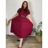 Šaty dlouhé elegantní plisované krátký rukáv dámské nadrozměr (54/56/58 ONE SIZE) ITALSKÁ MÓDA IM425AMOR/DR (Velikost 54/56/58, Barva červená)