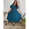 Šaty dlouhé elegantní plisované krátký rukáv dámské nadrozměr (54/56/58 ONE SIZE) ITALSKÁ MÓDA IM425AMOR/DR (Velikost 54/56/58, Barva červená)