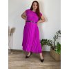 Šaty dlouhé elegantní plisované krátký rukáv dámské nadrozměr (54/56/58 ONE SIZE) ITALSKÁ MÓDA IM425AMOR/DR (Velikost 54/56/58, Barva červená)