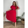 Šaty dlouhé elegantní plisované krátký rukáv dámské nadrozměr (54/56/58 ONE SIZE) ITALSKÁ MÓDA IM425AMOR/DR (Velikost 54/56/58, Barva červená)