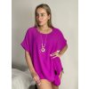 Tunika s přívěskem krátký rukáv dámská nadrozměr (L/XL/2XL ONE SIZE) ITALSKÁ MÓDA IMD23316/DUR (Velikost L/XL/2XL, Barva béžová)