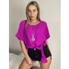 Tunika s přívěskem krátký rukáv dámská nadrozměr (L/XL/2XL ONE SIZE) ITALSKÁ MÓDA IMD23316/DUR (Velikost L/XL/2XL, Barva béžová)
