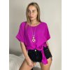 Tunika s přívěskem krátký rukáv dámská nadrozměr (L/XL/2XL ONE SIZE) ITALSKÁ MÓDA IMD23316/DUR (Velikost L/XL/2XL, Barva béžová)