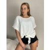 Tunika s přívěskem krátký rukáv dámská nadrozměr (L/XL/2XL ONE SIZE) ITALSKÁ MÓDA IMD23316/DUR (Velikost L/XL/2XL, Barva béžová)