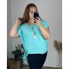 Tunika s přívěskem krátký rukáv dámská nadrozměr (L/XL/2XL ONE SIZE) ITALSKÁ MÓDA IMD23316/DUR (Velikost L/XL/2XL, Barva béžová)