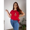 Tunika s přívěskem krátký rukáv dámská nadrozměr (L/XL/2XL ONE SIZE) ITALSKÁ MÓDA IMD23316/DUR (Velikost L/XL/2XL, Barva béžová)