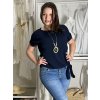 Tunika s přívěskem krátký rukáv dámská nadrozměr (L/XL/2XL ONE SIZE) ITALSKÁ MÓDA IMD23316/DUR (Velikost L/XL/2XL, Barva béžová)