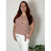 Tunika s přívěskem krátký rukáv dámská nadrozměr (L/XL/2XL ONE SIZE) ITALSKÁ MÓDA IMD23316/DUR (Velikost L/XL/2XL, Barva béžová)