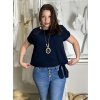 Tunika s přívěskem krátký rukáv dámská nadrozměr (L/XL/2XL ONE SIZE) ITALSKÁ MÓDA IMD23316/DUR (Velikost L/XL/2XL, Barva béžová)