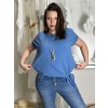 Tunika s přívěskem krátký rukáv dámská nadrozměr (L/XL/2XL ONE SIZE) ITALSKÁ MÓDA IMD23316/DUR (Velikost L/XL/2XL, Barva béžová)