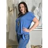 Tunika s přívěskem krátký rukáv dámská nadrozměr (L/XL/2XL ONE SIZE) ITALSKÁ MÓDA IMD23316/DUR (Velikost L/XL/2XL, Barva béžová)
